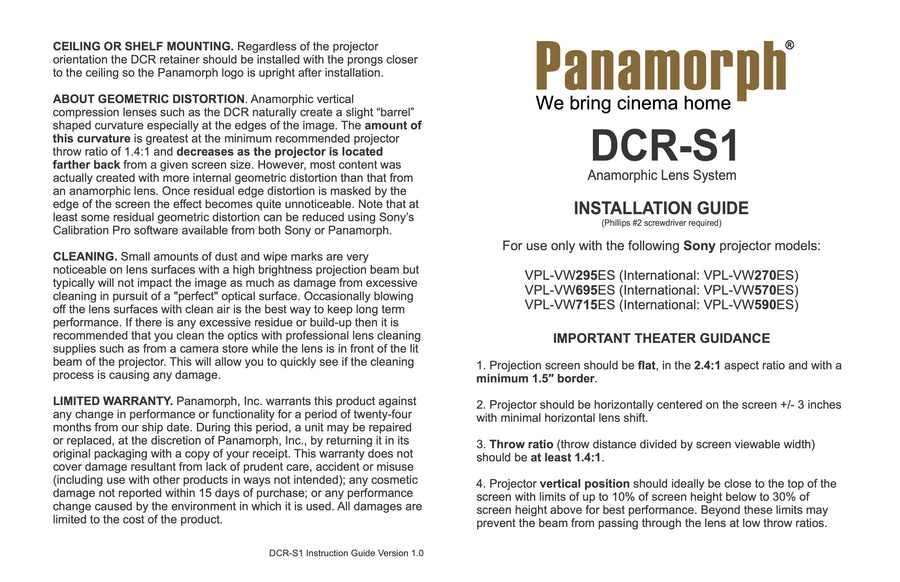 Panamorph - Paladin DCR S1 4K lens system