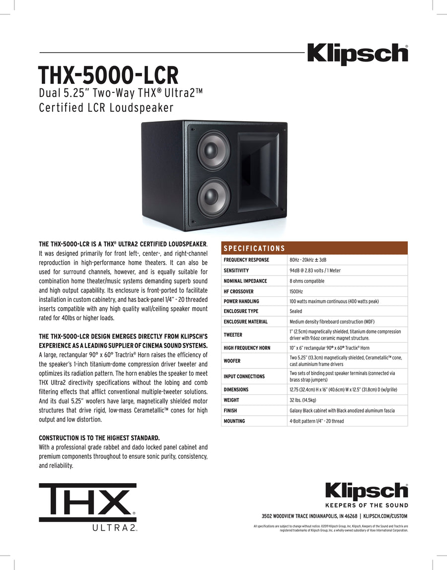 Klipsch - THX-5000-LCR (Per Stuk)