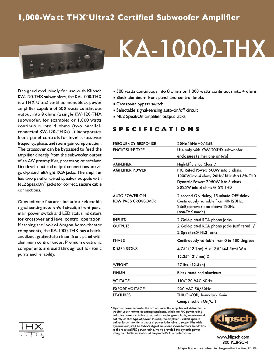 KLIPSCH - KA-1000-THX Versterker