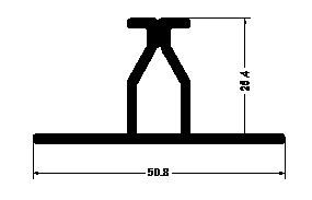Profiel voor spanstof - 25MM dubbel profiel (2 meter)